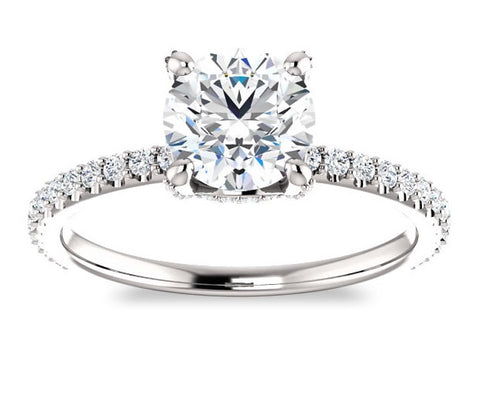 1.00ct (6.5mm) Round  14K White Gold Moissanite Engagement Ring