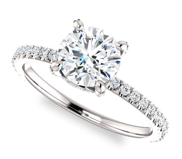 1.00ct (6.5mm) Round  14K White Gold Moissanite Engagement Ring