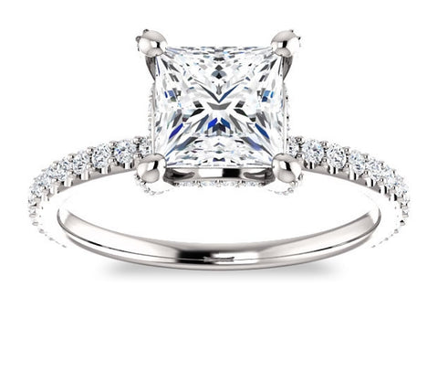 1.30ct (6.0mm) Princess  14K White Gold Moissanite Engagement Ring