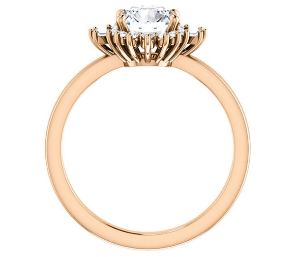 1.00ct (6.5mm) Round  14K Rose Gold Art Deco Inspired Moissanite Engagement Ring