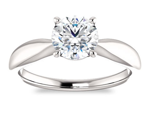 3.10ct (9.5mm) Round Moissanite Platinum Tapered Solitaire Engagement Ring