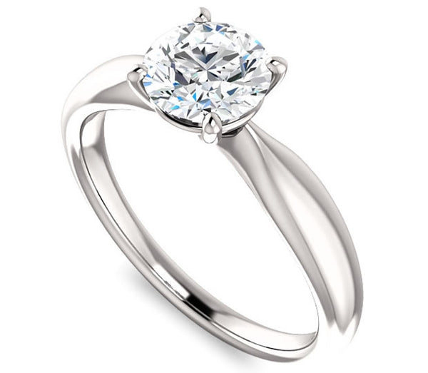 3.10ct (9.5mm) Round Moissanite Platinum Tapered Solitaire Engagement Ring