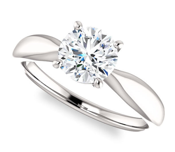 3.10ct (9.5mm) Round Moissanite Platinum Tapered Solitaire Engagement Ring