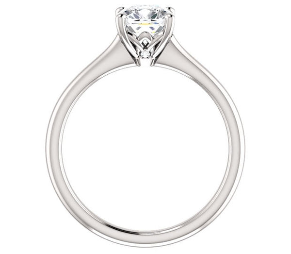 1.30ct (6.5mm) Cushion Moissanite Platinum Accented Solitaire Engagement Ring