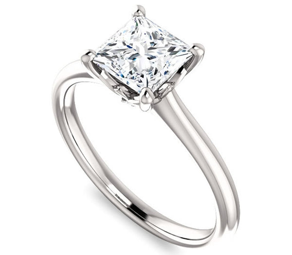 1.00ct (5.5mm) Princess Moissanite 14k White Gold Accented Solitaire Engagement Ring