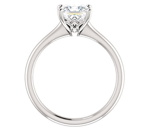 1.00ct (5.5mm) Princess Moissanite 14k White Gold Accented Solitaire Engagement Ring