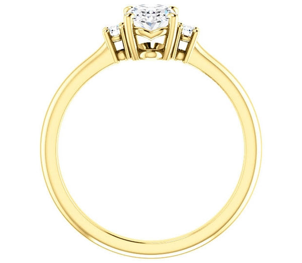 0.50ct (6.0x4.0mm) Oval Moissanite 14k Yellow Gold Engagement Ring with Brilliant Round Moissanite A