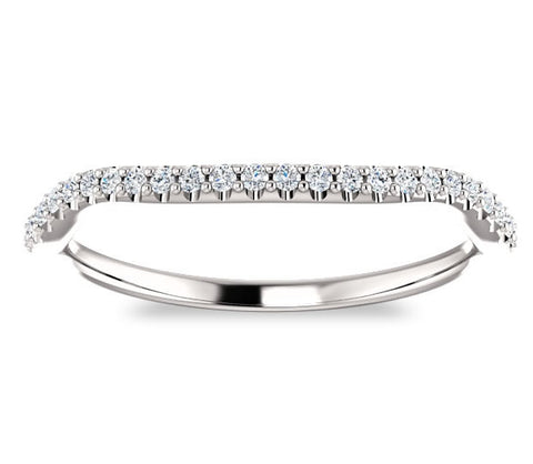 14k White Gold Contour Moissanite Wedding Band