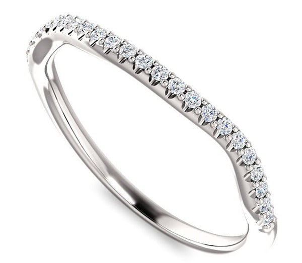 14k White Gold Contour Moissanite Wedding Band