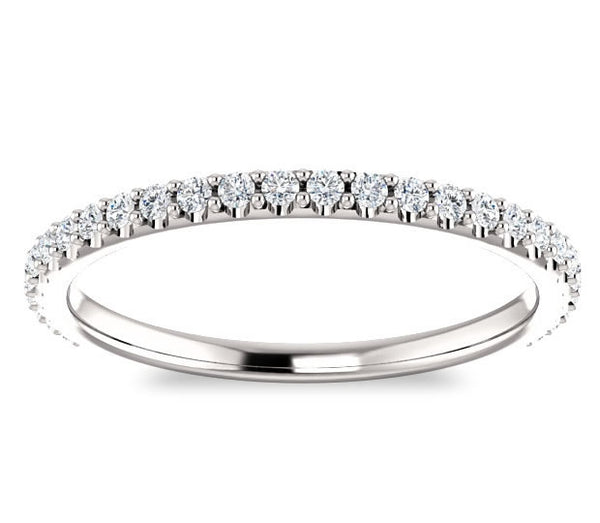 14k White Gold Moissanite Wedding Band