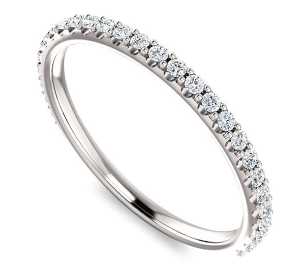 14k White Gold Moissanite Wedding Band